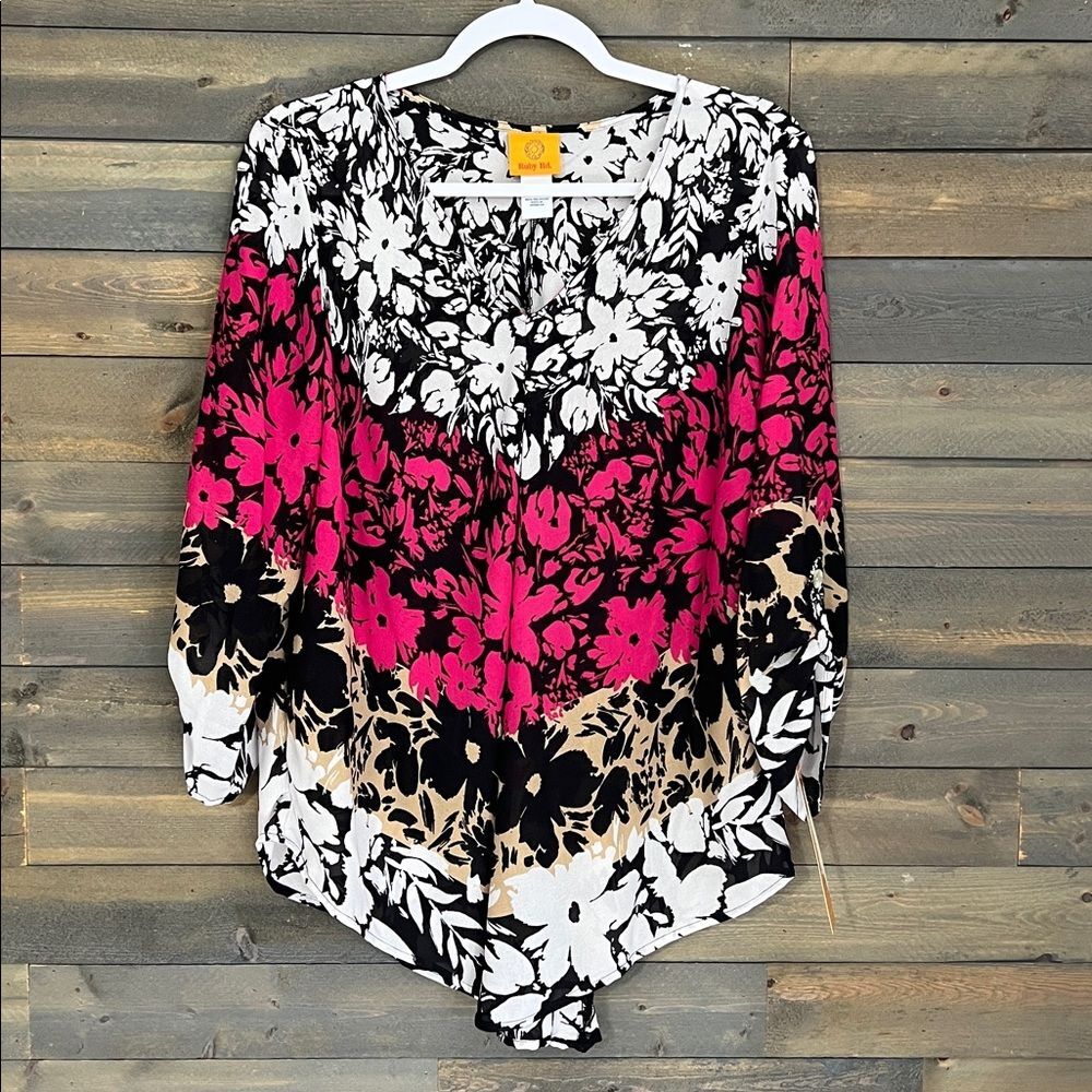 New Ruby Rd Floral Tunic Top Size Large